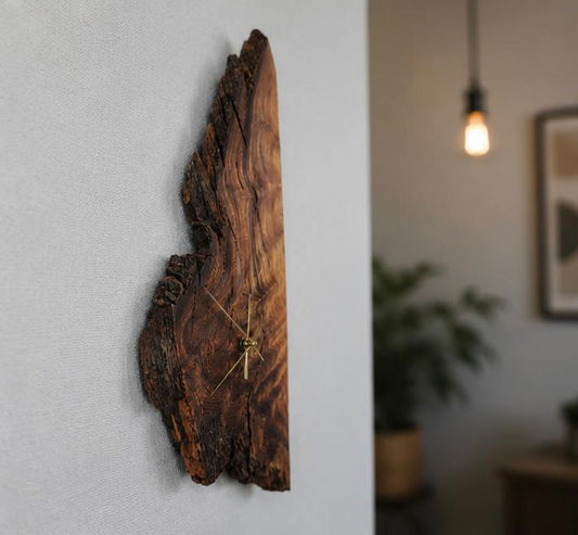 The Wildgrain Clock | Live Edge Walnut Wall Clock | Handcrafted Natural Wood Clock | Rustic Home Decor