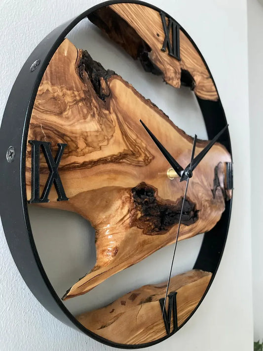 Raw Olive Wood Clock