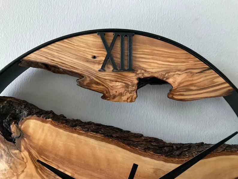 Raw Olive Wood Clock