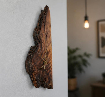 The Wildgrain Clock | Live Edge Walnut Wall Clock | Handcrafted Natural Wood Clock | Rustic Home Decor