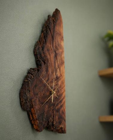The Wildgrain Clock | Live Edge Walnut Wall Clock | Handcrafted Natural Wood Clock | Rustic Home Decor