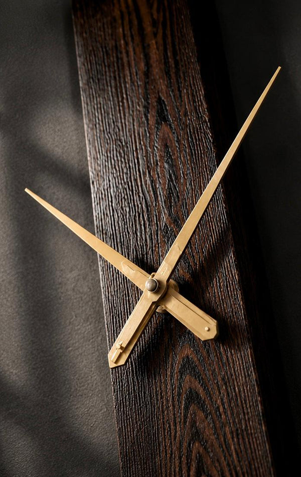 Dark Grain Gold Plank Clock