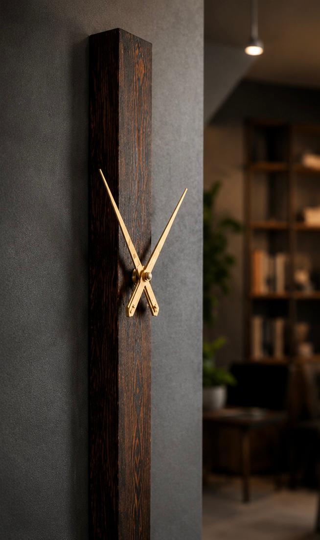 Dark Grain Gold Plank Clock