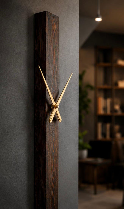 Dark Grain Gold Plank Clock