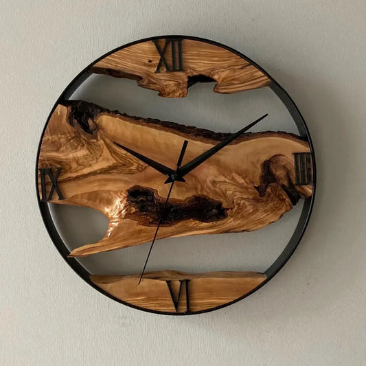 Raw Olive Wood Clock