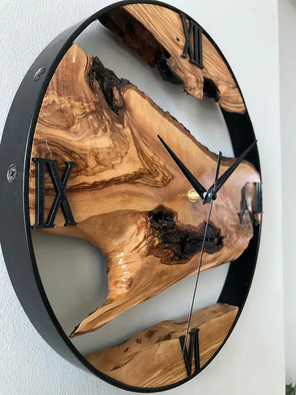 Raw Olive Wood Clock