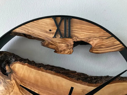Raw Olive Wood Clock