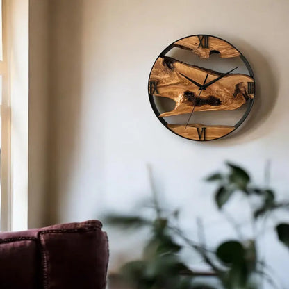 Raw Olive Wood Clock
